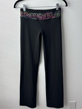 Victoria's Secret Black Leggings with Multicolor Logo Waistband